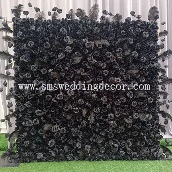 black flower wall backdrop