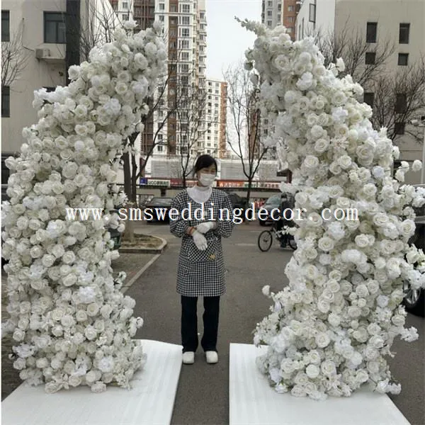 white floral wedding arch